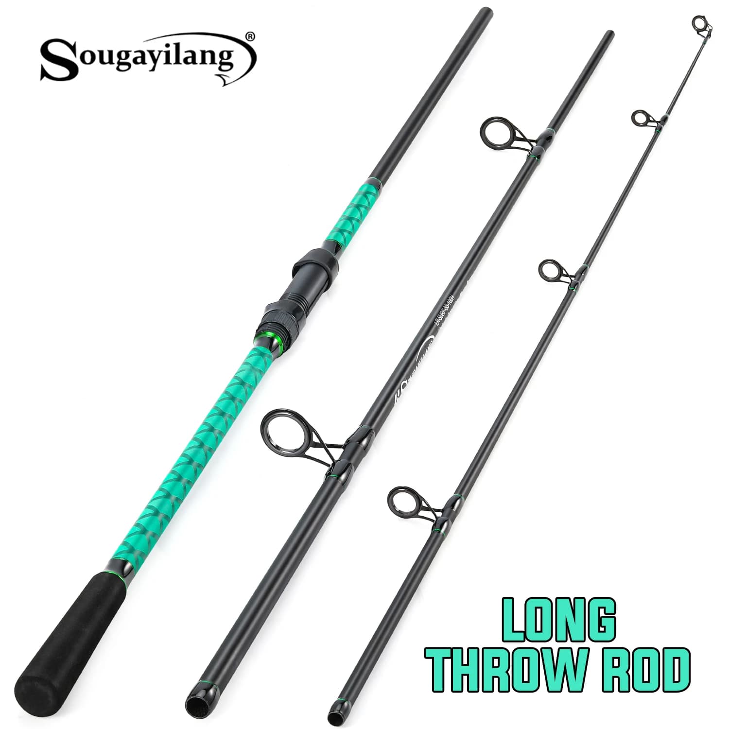 Canna da Pesca Sougayilang per Carpe, 3 Sezioni, Potenza Elevata 12-40lb, Manico Antiscivolo in Carbonio per Pesci Grandi e Surf Casting