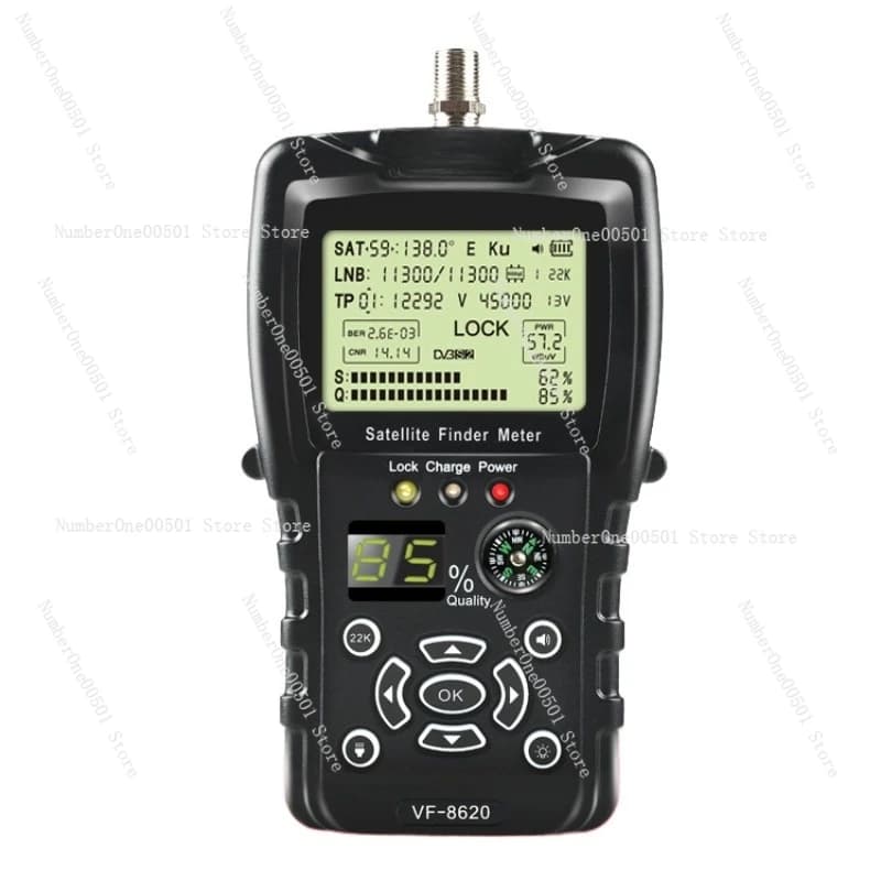 VF8620 Satellite Finder Meter DVB S2 S2X Signal Tester with Flashlight Compass