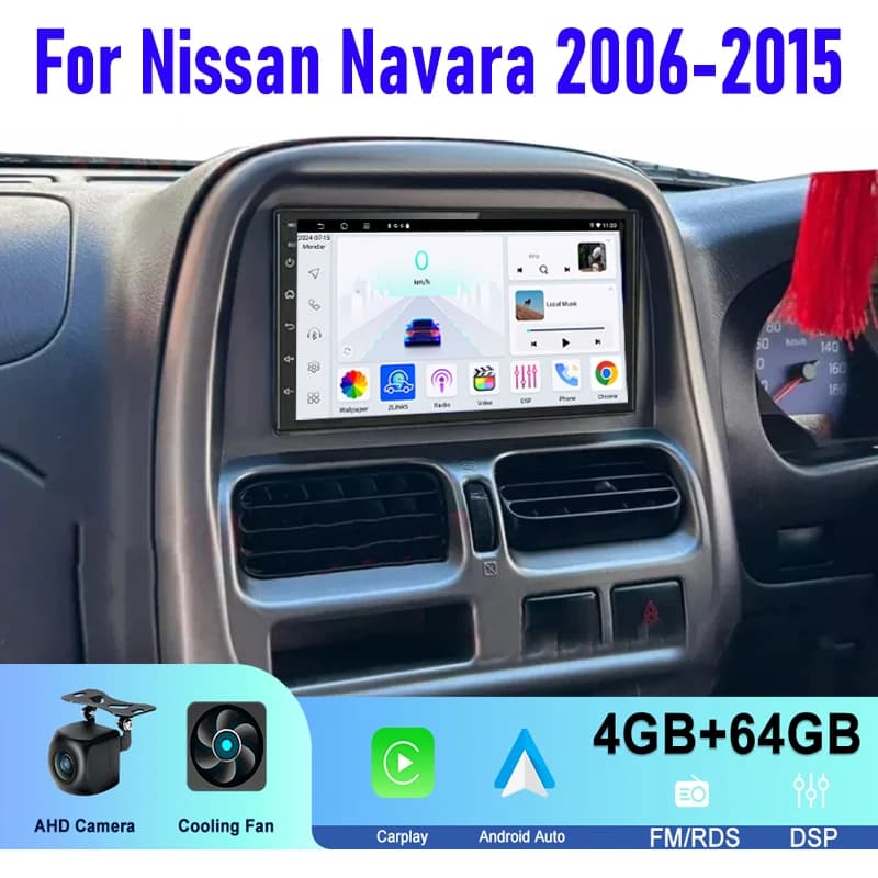 Autoradio Wireless Carplay Android 15 da 7'' per Nissan Navara 2006-2015, Sistema Intelligente GPS Navi 4+64GB