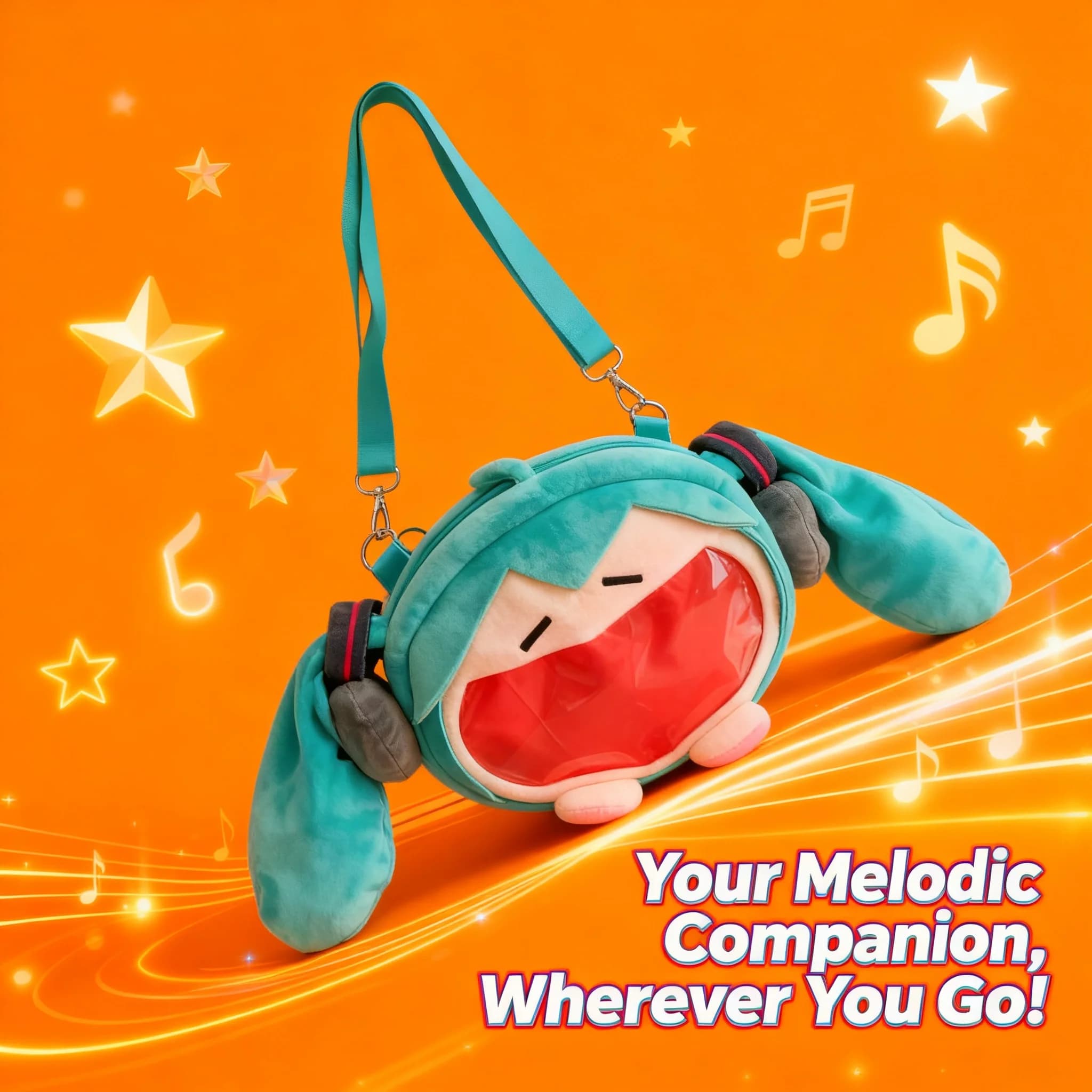 Zaino Trasparente a Tracolla con Bambola di Miku Hatsune, Borsa a Spalla per Ragazze, Produzione all'Ingrosso