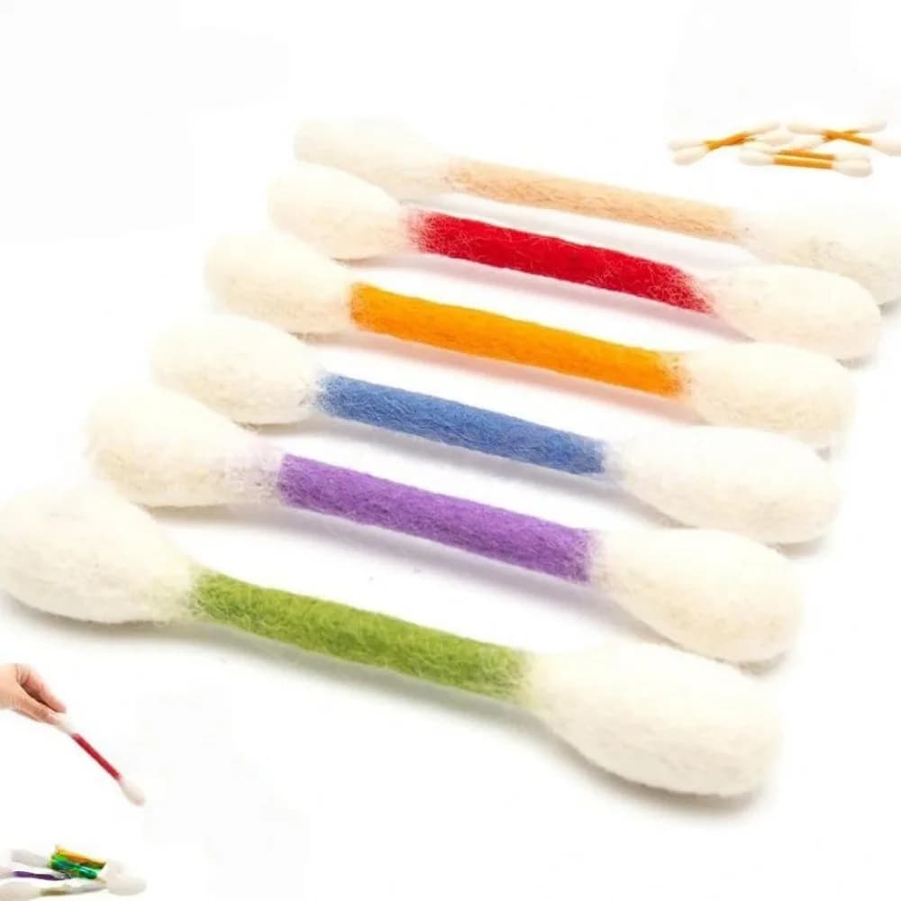 XLB Creative and Unique Wool Felt Cotton Swab Cat Teaser Stick, Teeth Cleaning and Self-Entertainment Toy, Catnip Sniffing Toy,