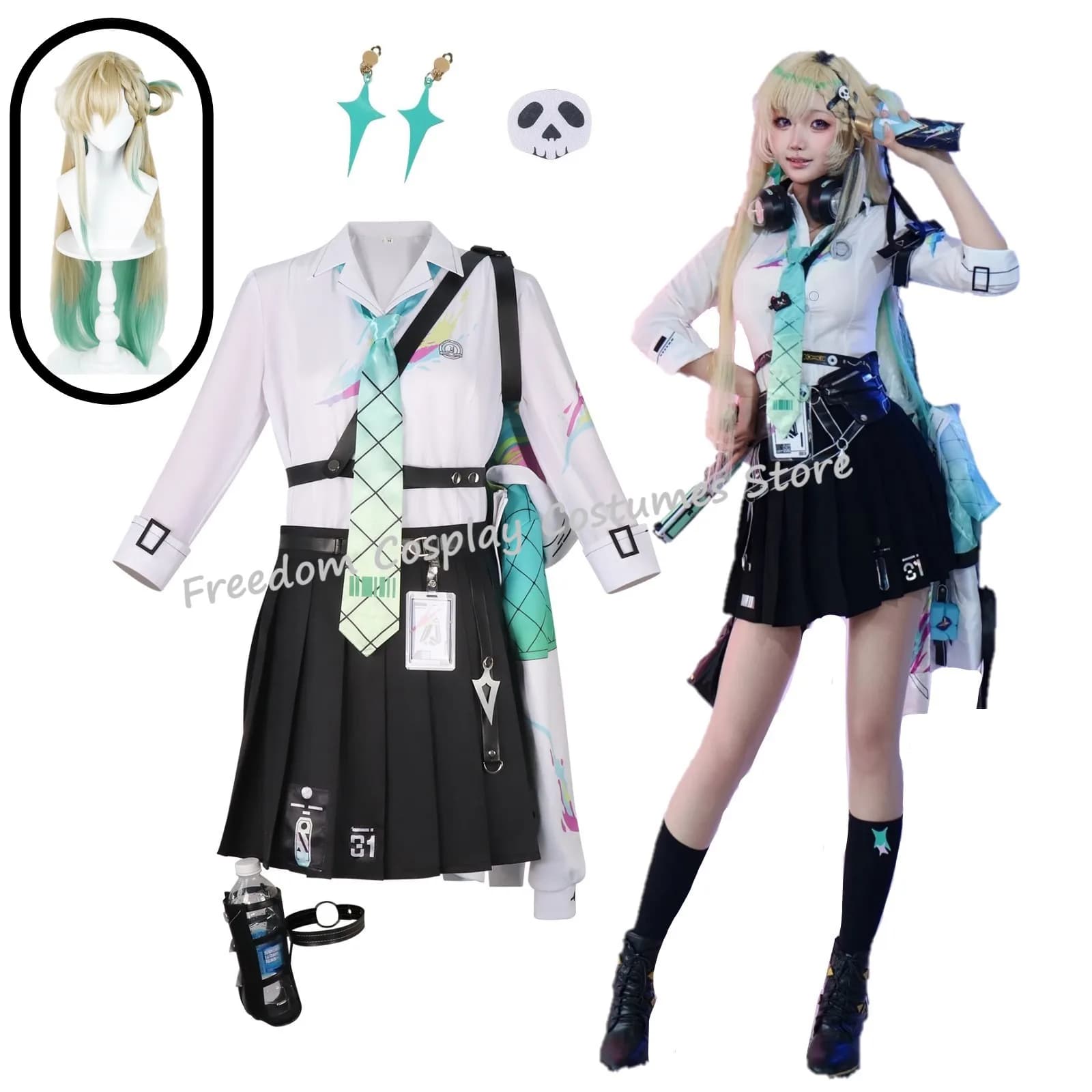 Costume cosplay Lynae del gioco Wuthering Waves, parrucca, accessori per uniformi scolastiche sexy da donna, costume da festa di Halloween Lynae