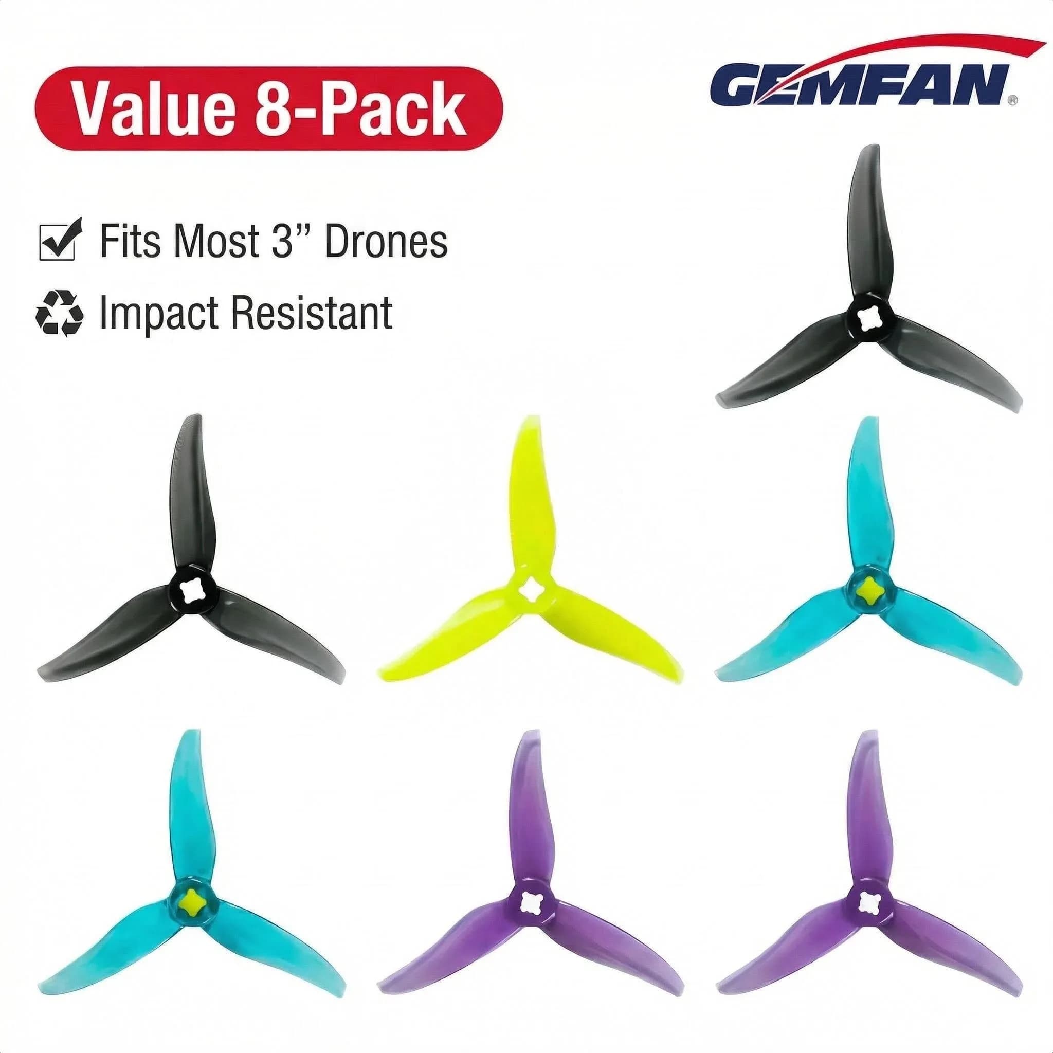 Elica Gemfan 3520 da 3,5 Pollici FPV a 3 Pale, 10 Coppie CW CCW, Attacco a T da 1,5 mm, Leggera e Resistente per Droni da Corsa