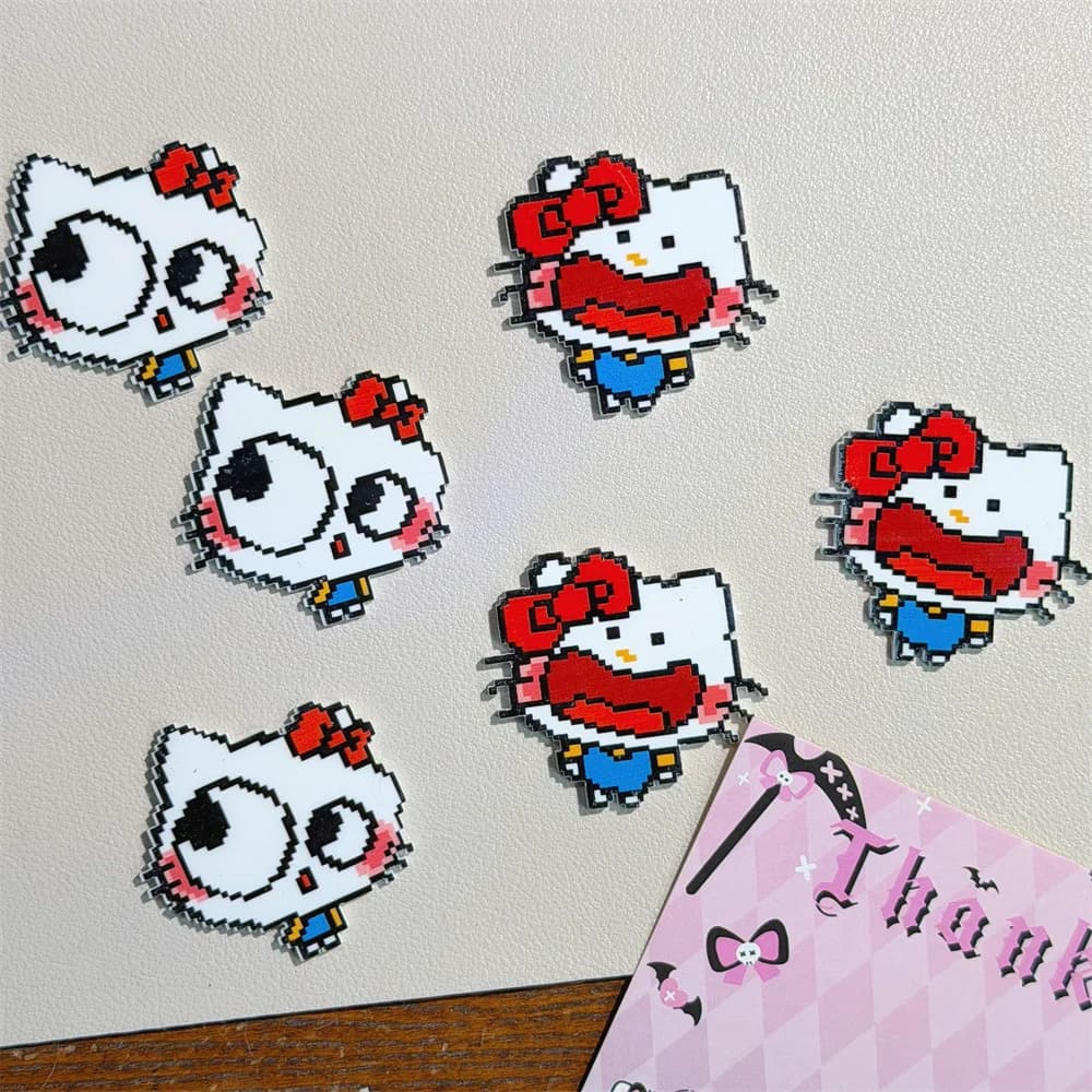 10/100pcs Retro Pixel Resin Charms, Funny Mosaic Cat Cabochons for DIY Phone Case Hair Clip