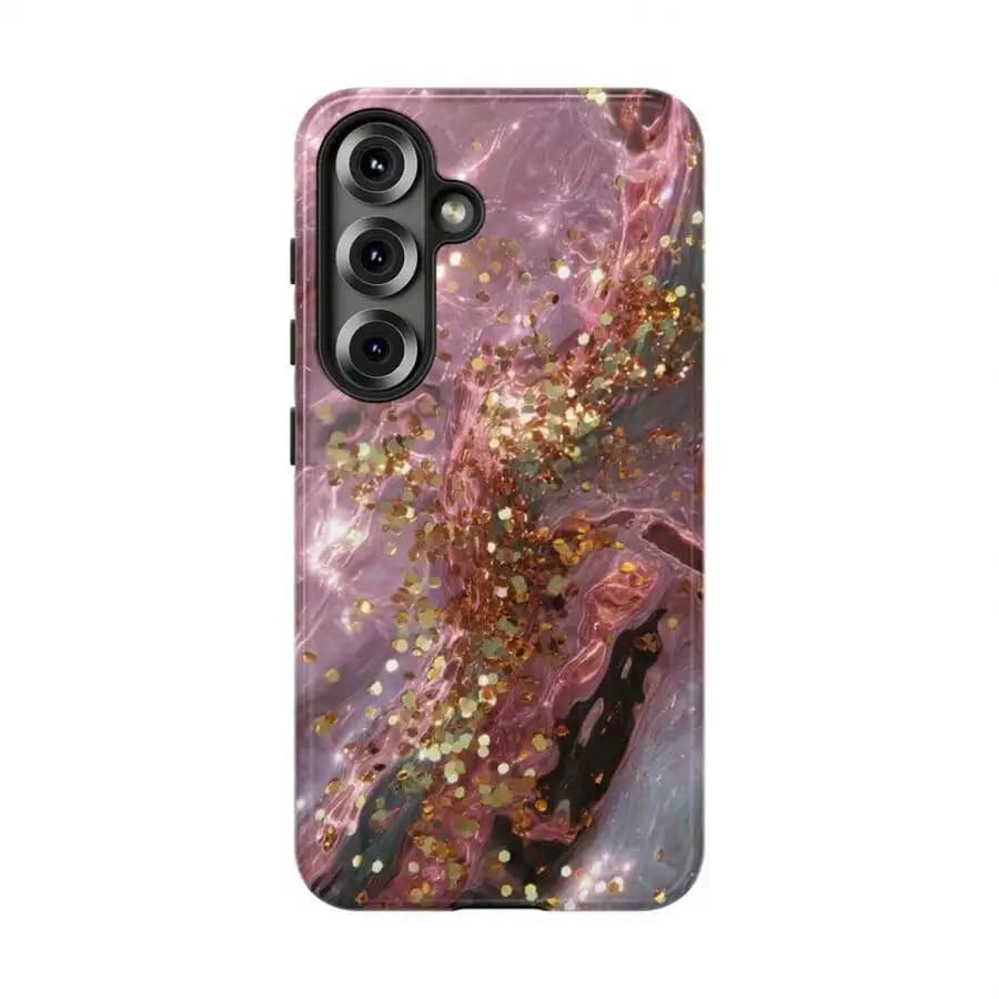 Pink Marble Phone Case With Glitter Design For iPhone 15 14 13 12 Pro Max And Air