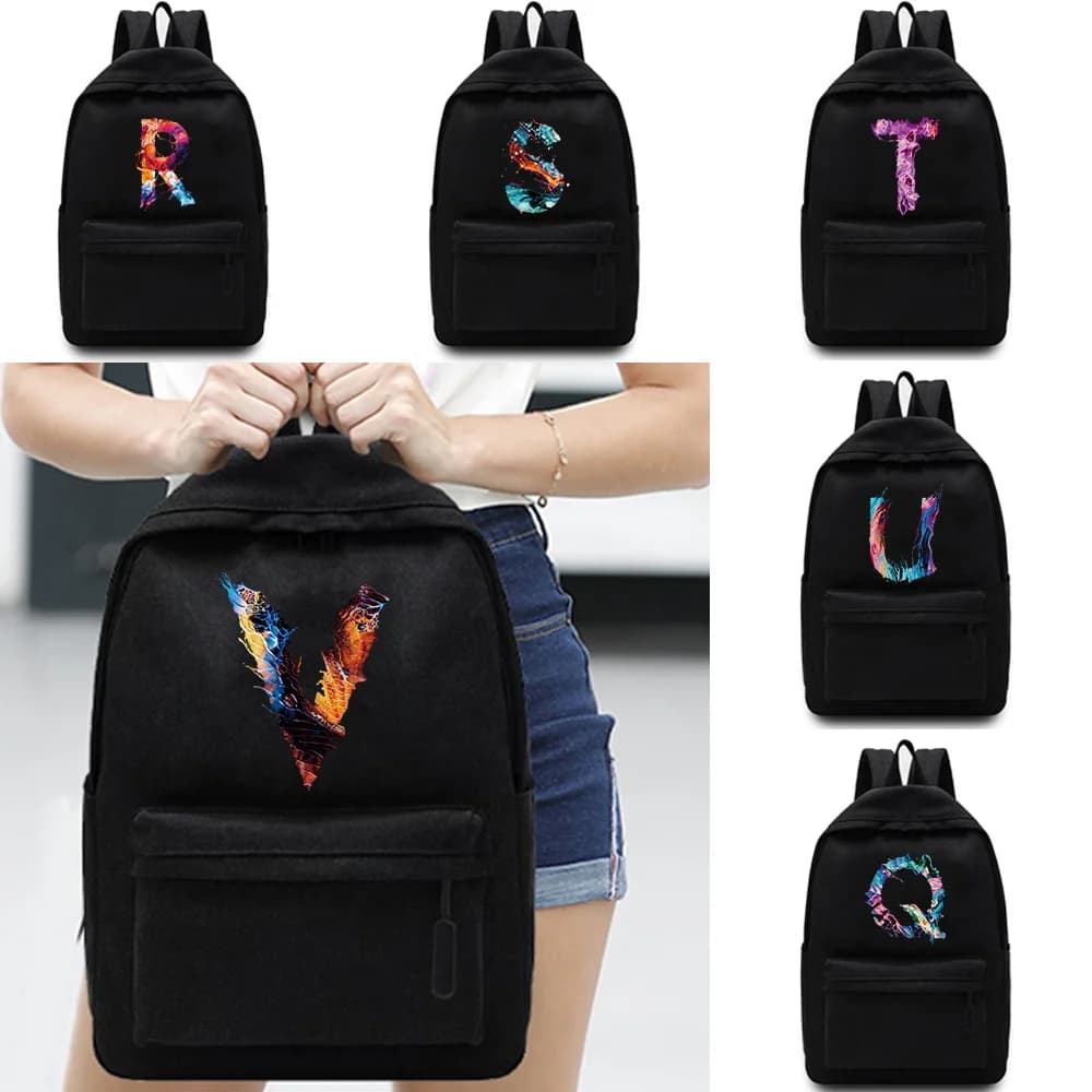 Paint Printing Leisure Backpack Laptop Backpack Fashion Simple Unisex Multifunctional Sports Bag.