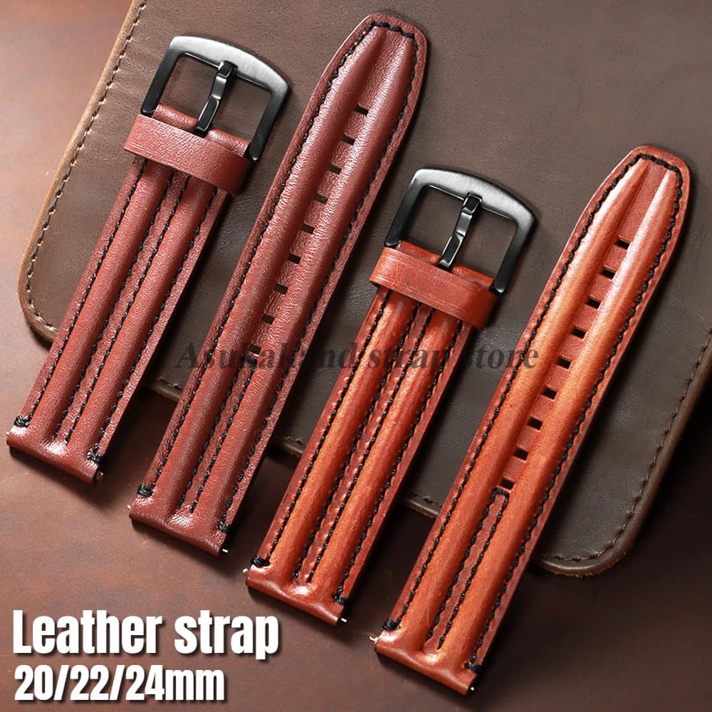 Cowhide Leather Strap 20mm 24mm for Seiko for Omega 22mm Watch Band for Huawei Watch GT5 Quick Release Men Watch Accessories