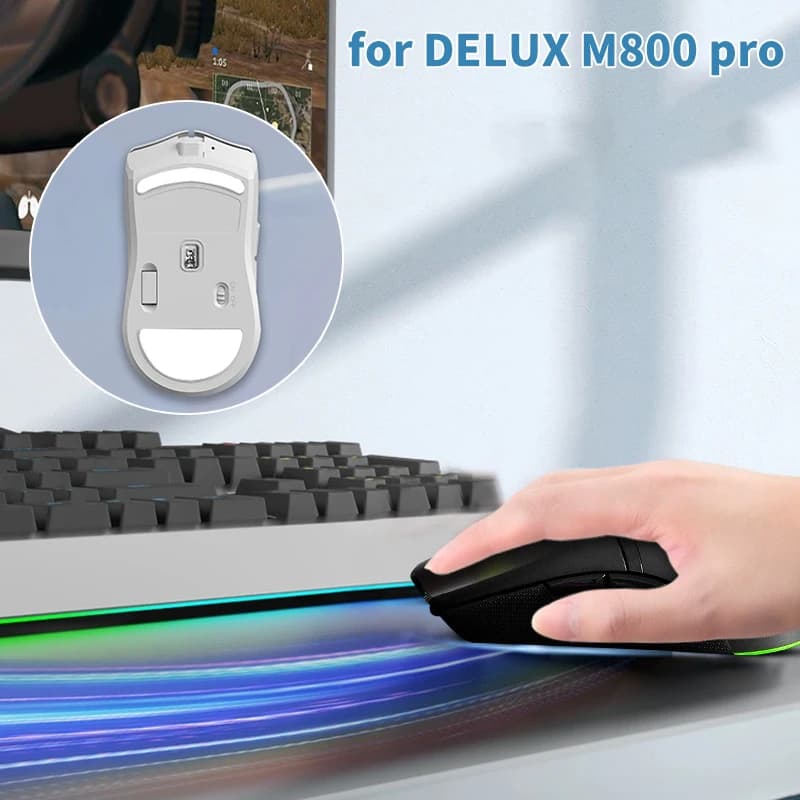 1 Set pattini per Mouse per DELUX M800 Pro Control Speed Mouse Feet versione ICE spessore 0.75mm Mouse scivola pattini per Mouse di ricambio