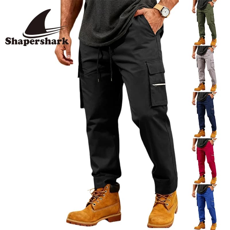 Pantaloni da lavoro da uomo Shapershark, pantaloni tattici militari multitasche casual, pantaloni sportivi durevoli multitasche per esterni