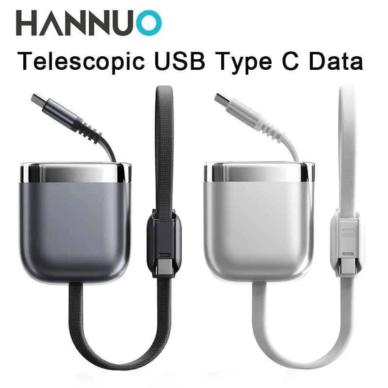 HANNUO PD240W USB C to Type C Fast Charging Cable Retractable USB C For iPhone Samsung Laptop Xiaomi MacBook IPad USB Cable Wire