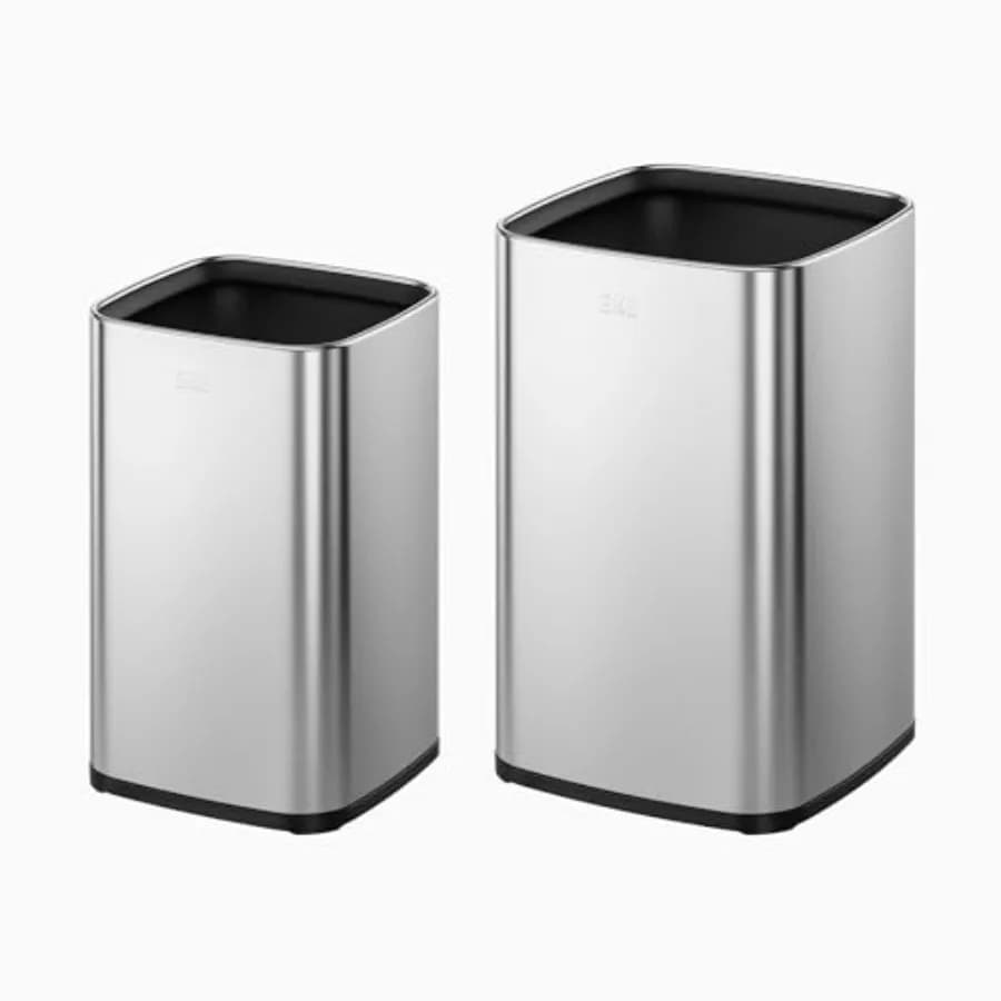 2-Pack Open Top Trash Can with Removable Inner Basket Square Small Garbage Can 1.8 + 3.2 Gallon Wastebasket Combo for Kitchen B