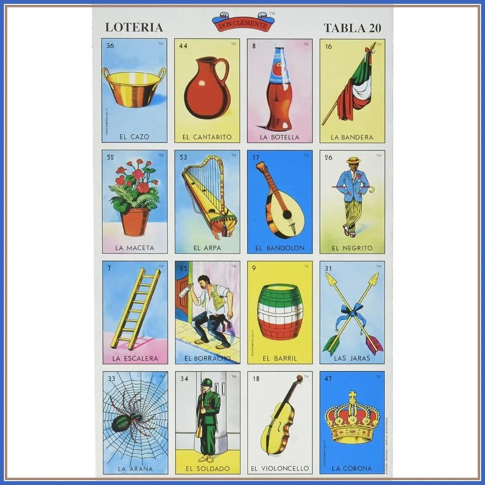 Set Autentico di Bingo Messicano con 20 Tavolette Colorate, Gioco Educativo
