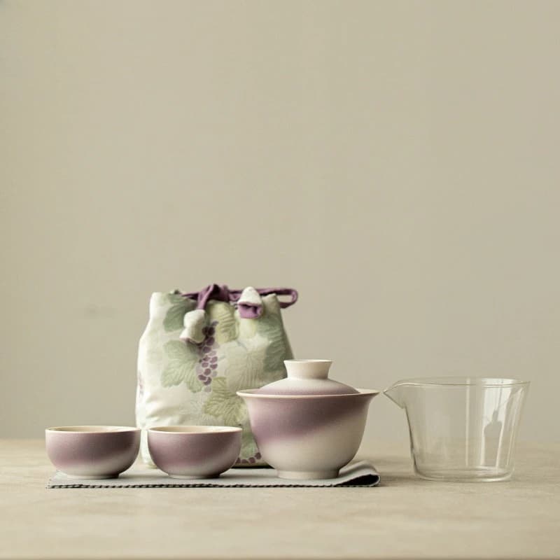 Ceramic Travel Tea Set, One Pot, Two Cups, Cloth Bag Storage, Outdoor Portable Express Guest Cup, Kung Fu Tea Set, Souvenir