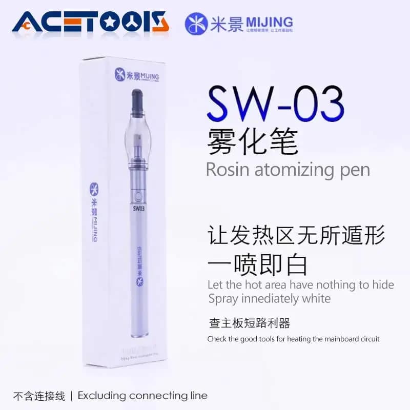 MIJING SW-03 Penna atomizzatrice a colofonia per rilevatore di cortocircuito PCB della scheda madre del telefono senza strumenti di fumo per saldatore elettrico