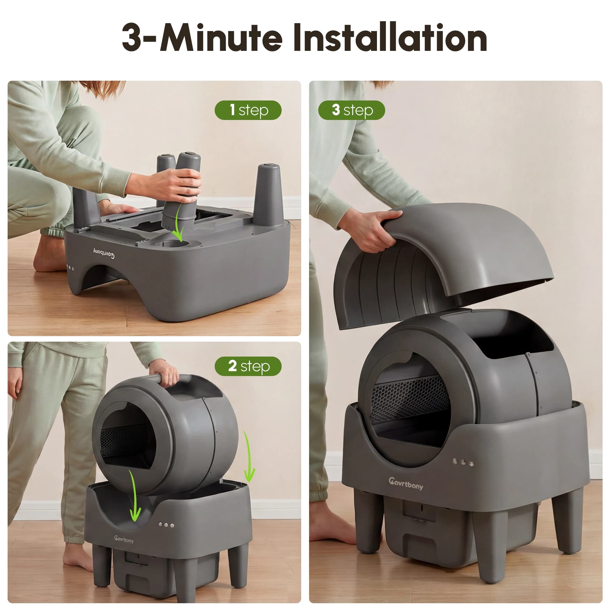Smart Large Capacity Automatic Cat Litter Box With Easy App-Controlled Self-Cleaning Odor Control & Safety Monitoring