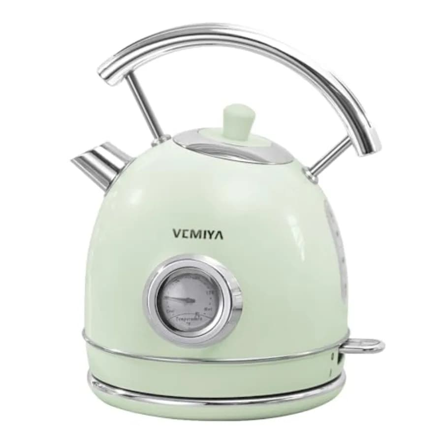 Bollitore Elettrico Retrò 1.7L in Acciaio Inox, Ebollizione Rapida con Spegnimento Automatico e Protezione Contro l'Ebollizione a Secco, Compatto da Bancone