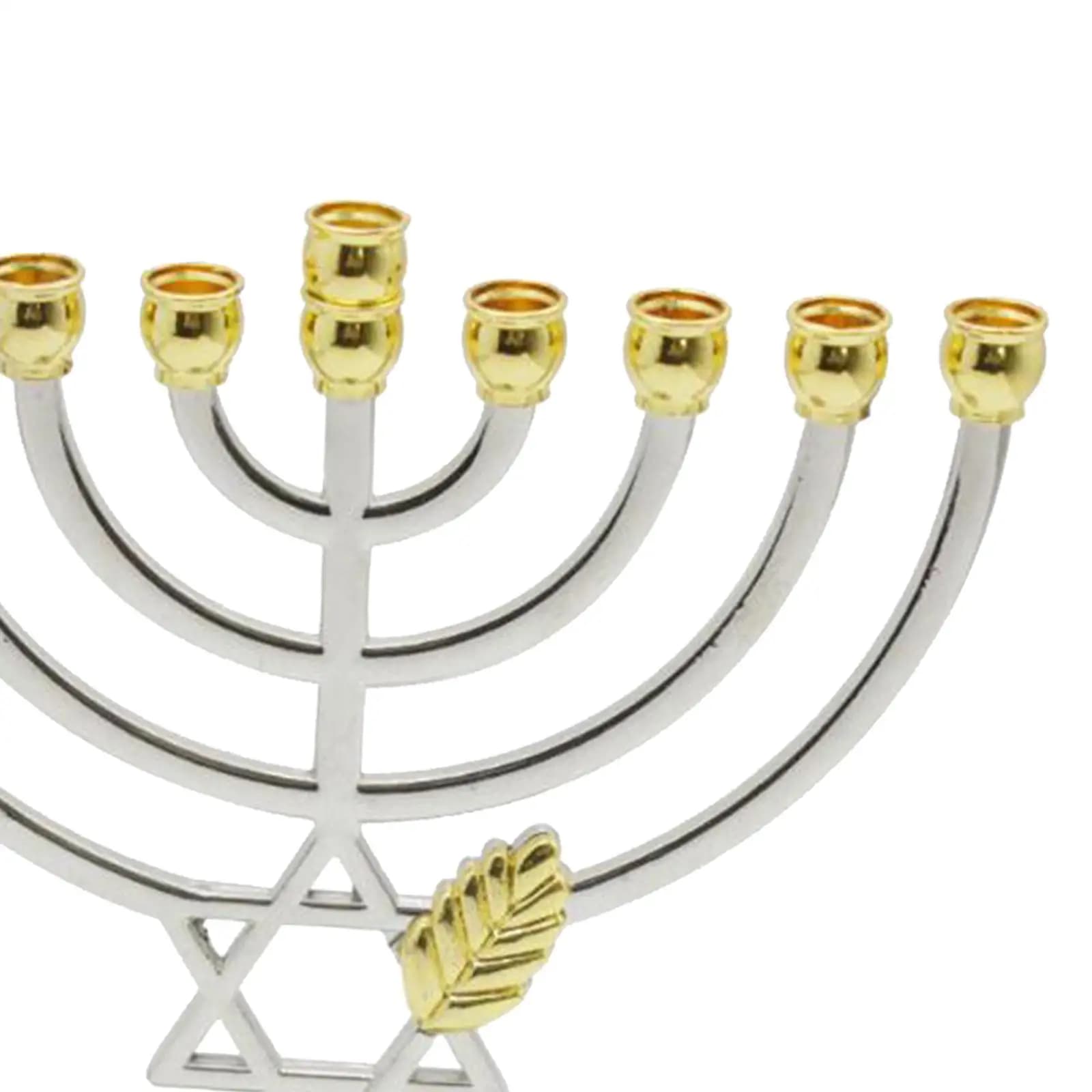 Menorah Style Metal Candle Holder Gray Taper Candlestick Stand for Hanukkah Party Hotel Photo Prop