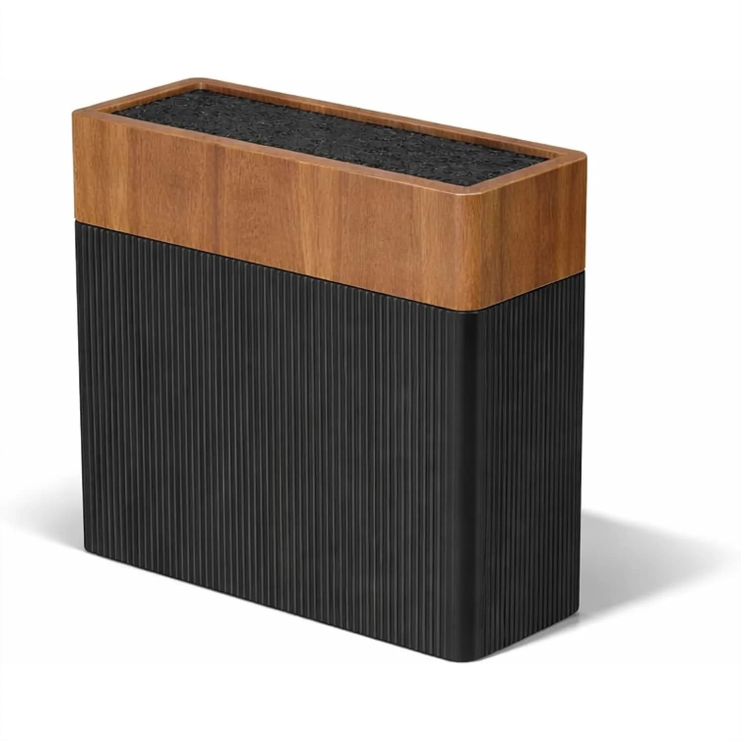 Portacoltelli in Legno di Acacia Senza Coltelli – Supporto Universale per Coltelli con Setole per Facile Organizzazione e Conservazione in Cucina