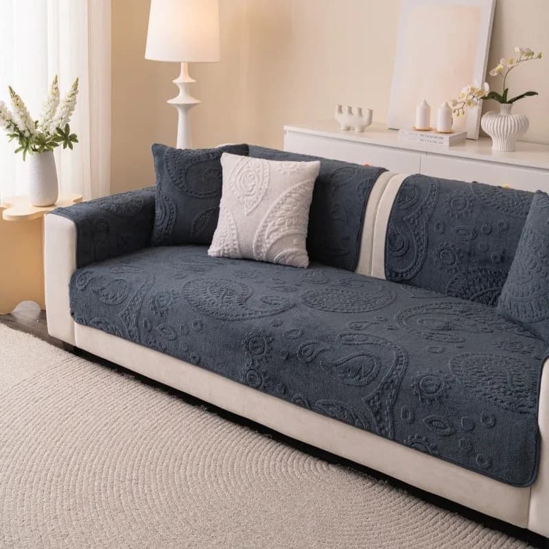 1Pcs Simple Thick Plush Anti Slip Durable Sofa Cover for Living Room Wear Resistant Anti Cat Scratch Couch Blanket