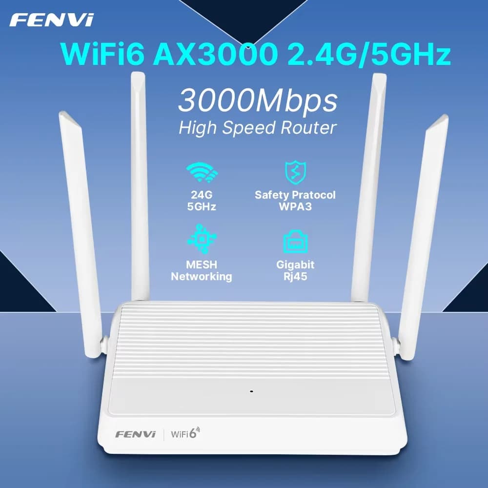 Router WiFi 6 fenvi AX3000 Dual Band 3000Mbps 2.4G/5GHz Gigabit, Ripetitore Wireless WiFi6, Amplificatore di Segnale di Rete MU-MIMO
