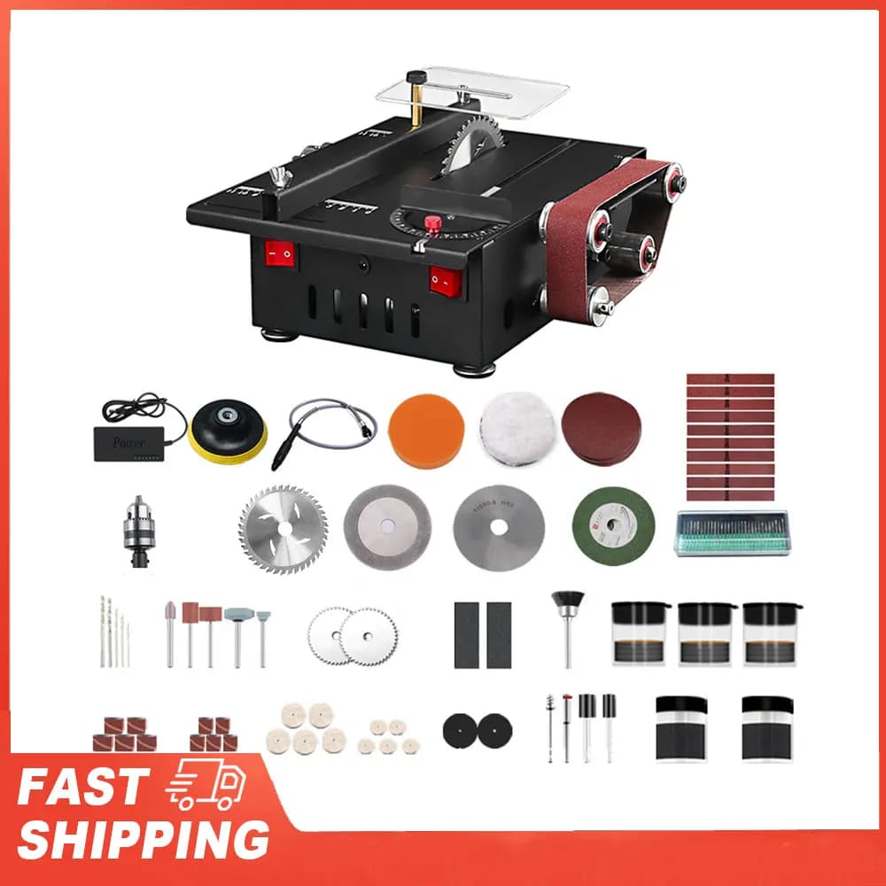 Mini bench saw and strip sander Variable speed Cutting depth 30 mm 200 W circular table saw for wood Plastic Stone Metal knife