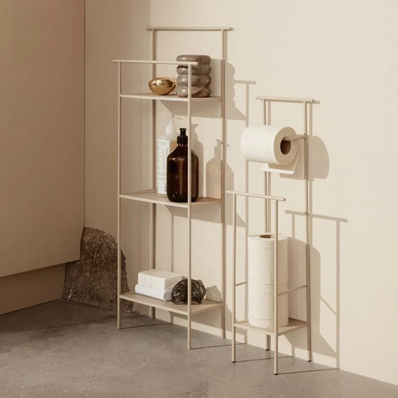 Ferm Living Serie DORA Portasciugamani in Metallo, Porta Carta Igienica, Organizzatore per Bagno
