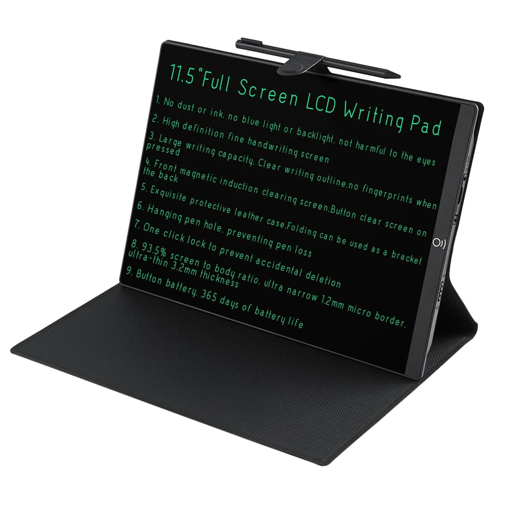 Tavolo da disegno LCD da 11,5 pollici per studio di lavoro Schermo intero Magnete per scrittura superfine Tablet per scrittura trasparente con custodia in pelle