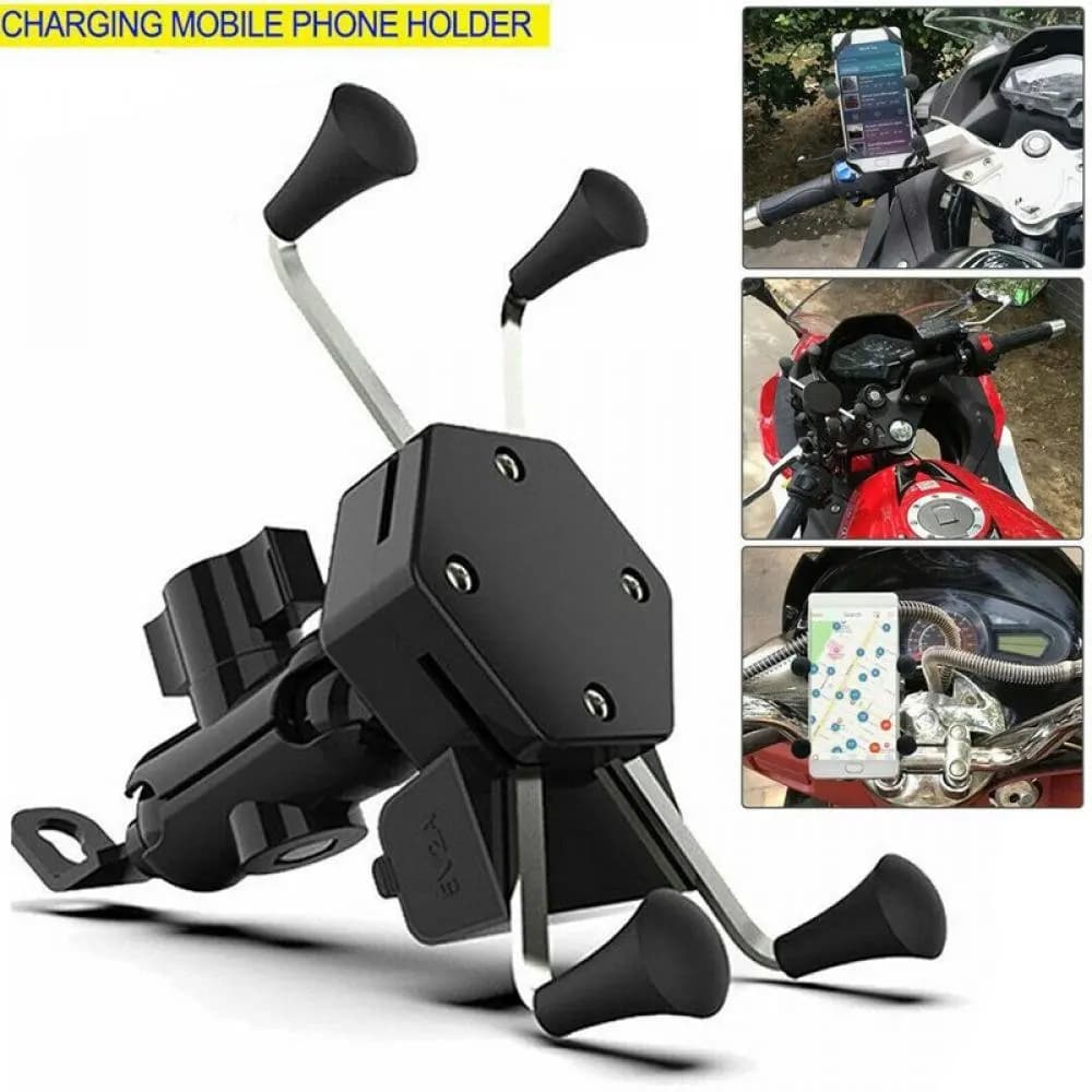 Universal support for mobile phone for motorcycle, waterproof, with USB charger 360 ° Support for mobile phone with rotation