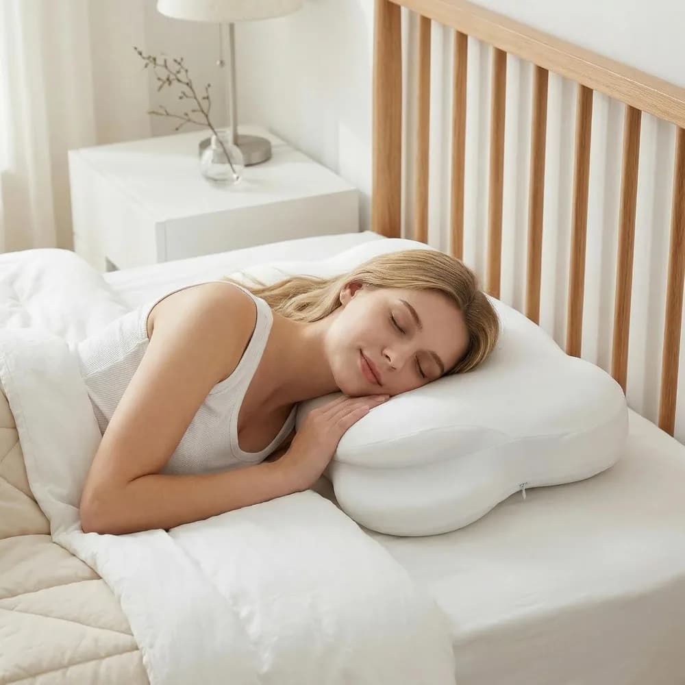 Cuscino in Memory Foam a Forma di Nuvola per Alleviare il Dolore al Collo, Supporto Ergonomico per Chi Dorme su un Fianco, Schiena o Stomaco