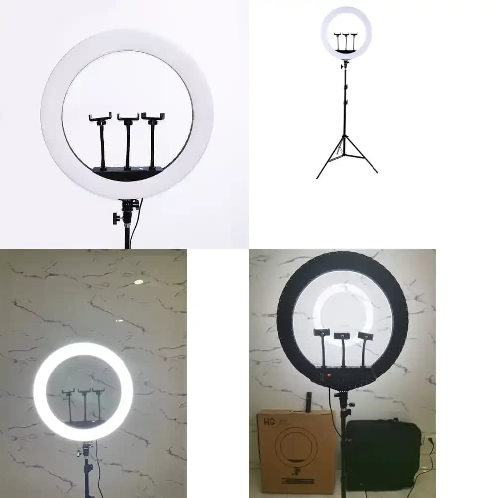 Set di illuminazione fotografica HQ-21N, lampada LED dimmerabile da 52 cm, supporto per telefono e fotocamera, anello luminoso a LED da 21 pollici con treppiede 5 - 499