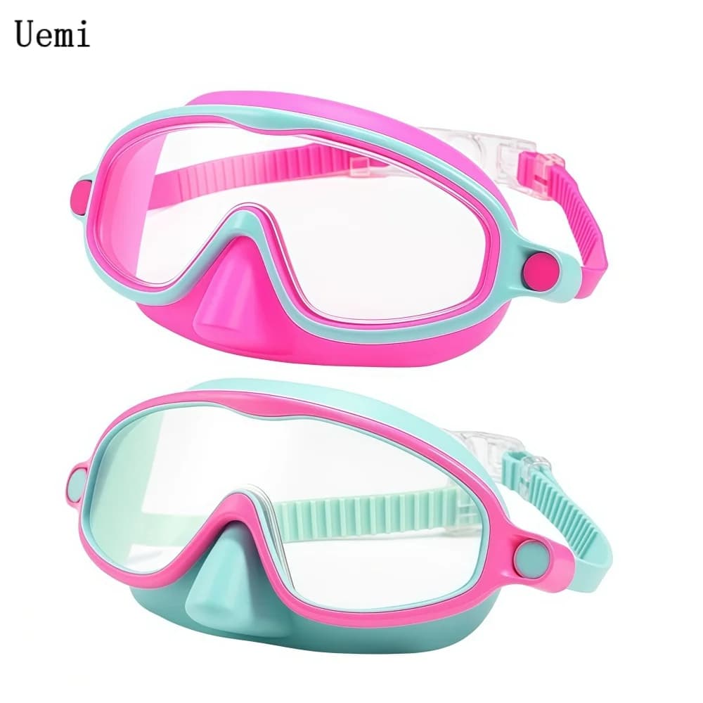 Kids-Swim-Goggles with Nose Cover, Swimming Diving Mask Wide View Anti Fog UV Anti Shattered Lens for Kids 3-13