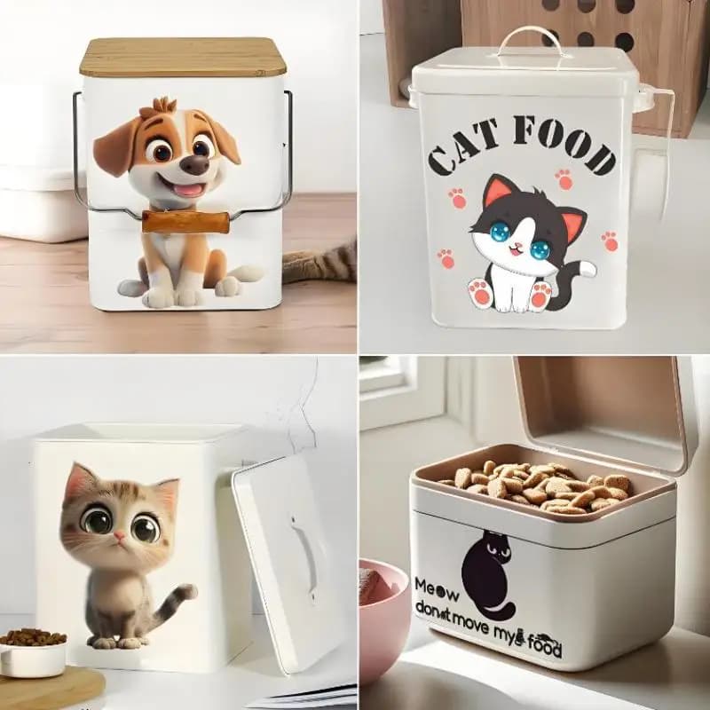 Adesivi Rimovibili Impermeabili per Contenitori di Cibo per Cani e Gatti, Etichette per Organizzazione Cucina e Casa