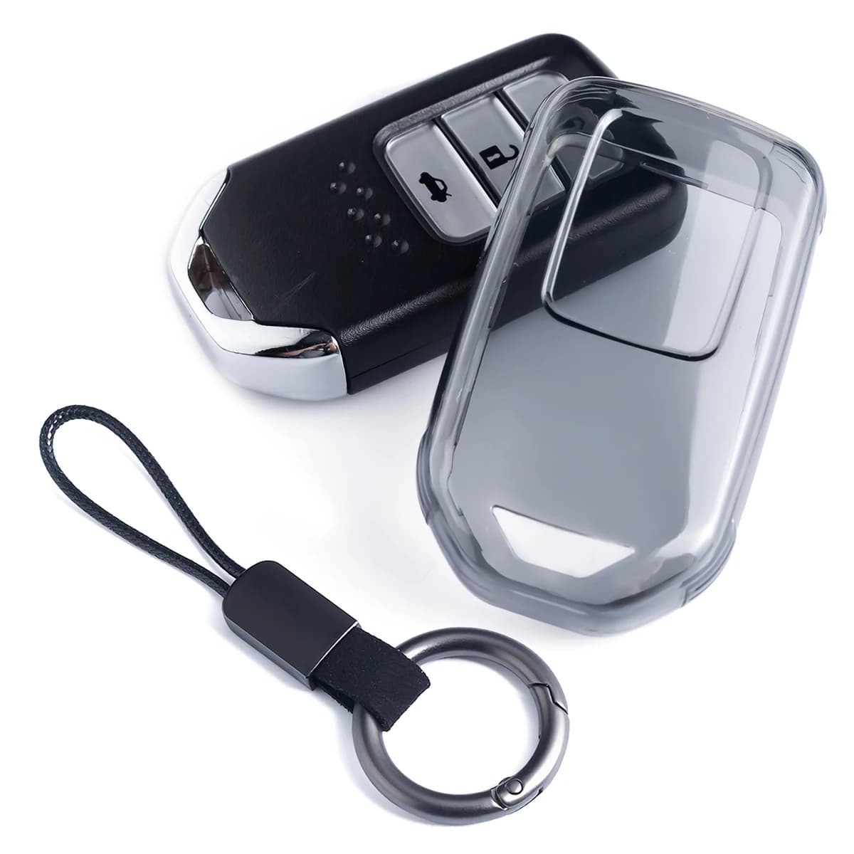 Portachiavi per auto intelligente Portachiavi per Honda Accord Civic CRV HRV Jazz Insight Pilota Passaporto Ridgeline Nero trasparente