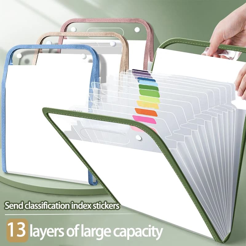 1pc 13-griglia formato A4 borsa organizer verticale portatile cartelle per fisarmonica 13 tasche file espandibili in plastica per carta di prova per studenti