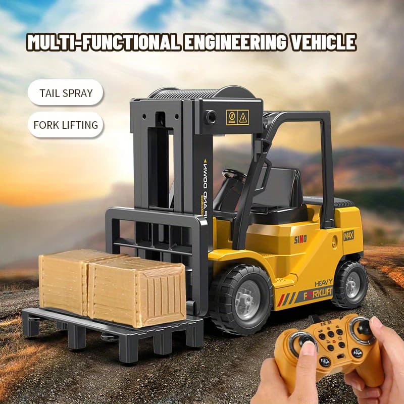 1/24 Carrello elevatore telecomandato Gru elettrica Camion Spray Luci musicali Auto di ingegneria Camion RC Ragazzi Giocattoli per bambini Regali per bambini