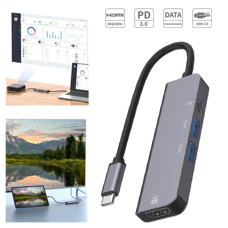 Convertitore splitter stazione dock Controller di sincronizzazione Plug and Play hub USB Adattatore splitter compatibile HDMI Condivisione dello schermo