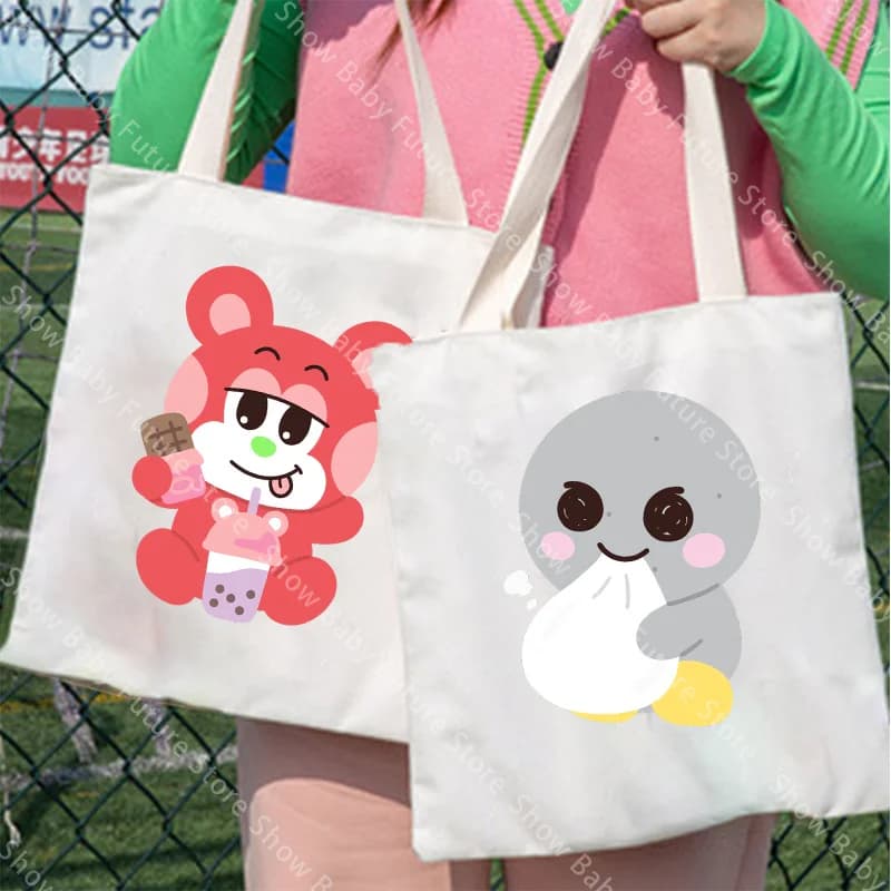 New RIIZE K-pop Wave Canvas Bag Women Cotton Anime Cartoon Shopping Tote Pouch Light Shopping Packet Simple Popular Shoulder Bag