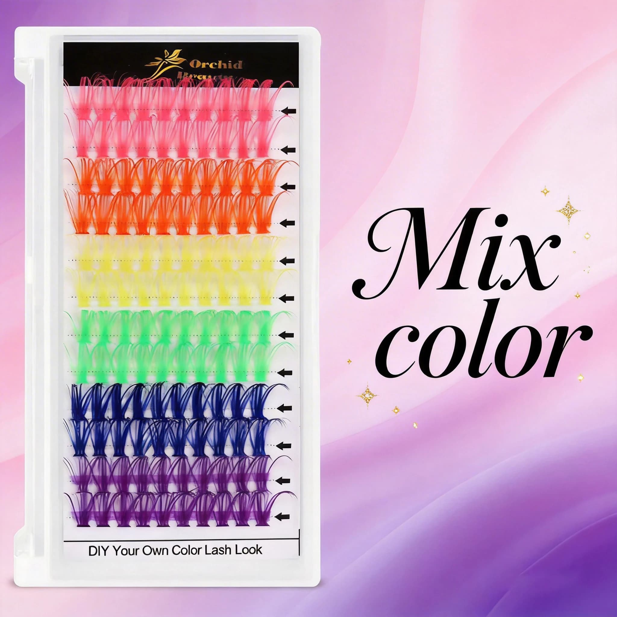 Colorful Mosquito Mascara Easy to Apply, 8-15mm Growth Liquid, Pink/Oliva/Giallo/Verde/Blu/Viola Mixed Effect