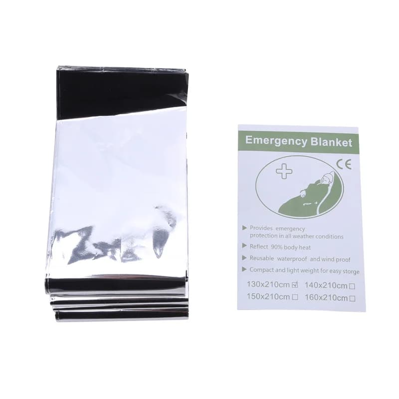 Coperta Termica di Pronto Soccorso in Argento, Resistente al Freddo e alle Radiazioni, per Emergenze all'Aperto, Campeggio, Terremoti, Kit di Sopravvivenza