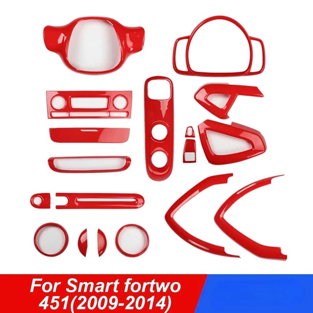 Copertura per interni auto Copertura rossa per maniglia per porta ingranaggi Copertura per volante Modifica guscio per accessori auto Old Smart 451 Fortwo