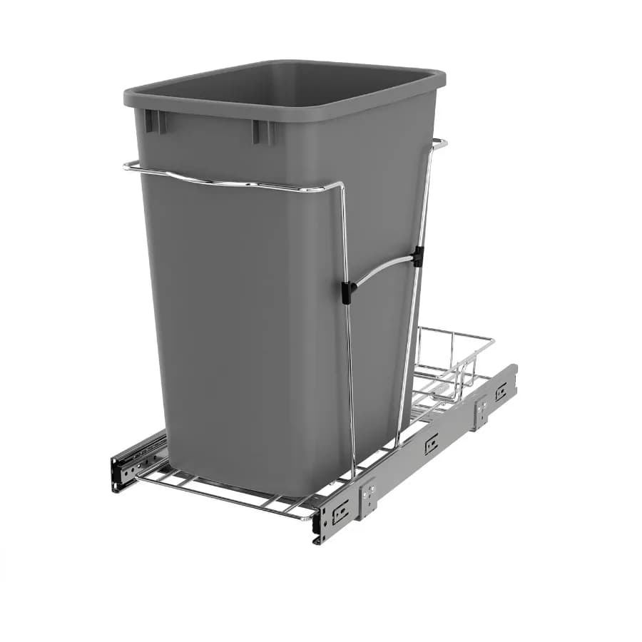 Pattumiera estraibile per mobili da cucina Pattumiera per il riciclaggio dei rifiuti da 35 Qt con scivolo a estensione totale Argento metallizzato RV12KD17C S