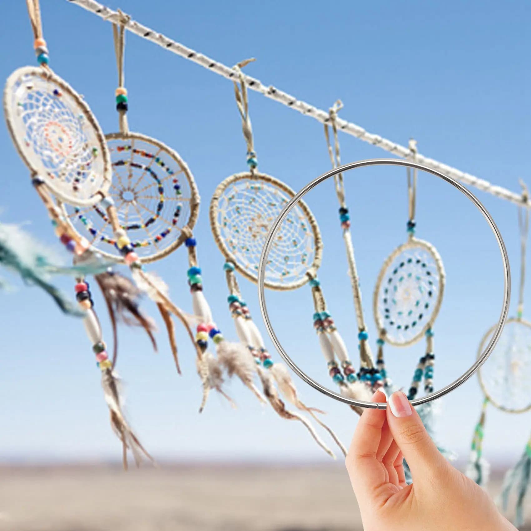 2025 Trend10 Pack 4 Inch Silver Dream Catcher Metal Rings Floral Hoops Wreath Macrame Creations Ring For Crafts DIY