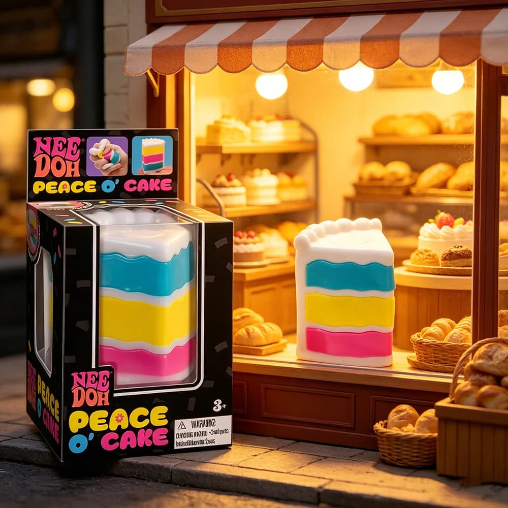 Schylling Needoh Nice Cake Cubo Sensoriale Antistress per Ansia e Concentrazione, Strumento Sensoriale per ADHD e Calma, Gadget da Scrivania per Ufficio