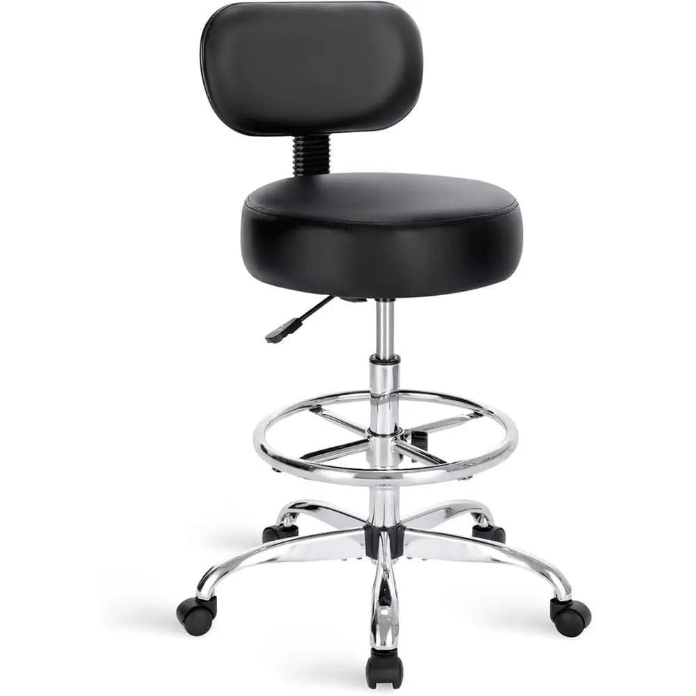 Sedia da bar con schienale, sgabello girevole regolabile con poggiapiedi, sedia da ufficio multi-posizione, cuscino spesso per seduta, ideale per casa, bar o cucina
