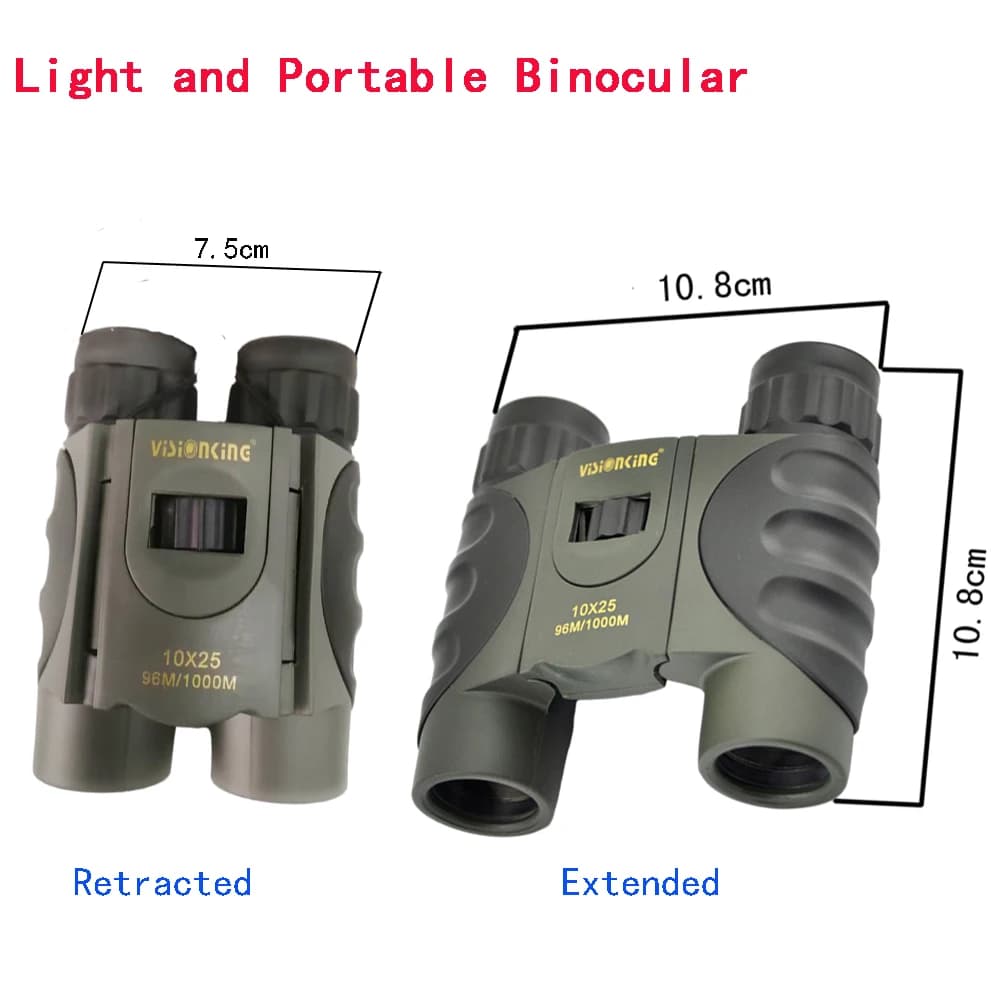 Visionking Pocket 10x25 HD Binocolo da tetto BAK4 FMC Portatile da esterno a lungo raggio Sport Birdwatching Camping Turismo Mini telescopio