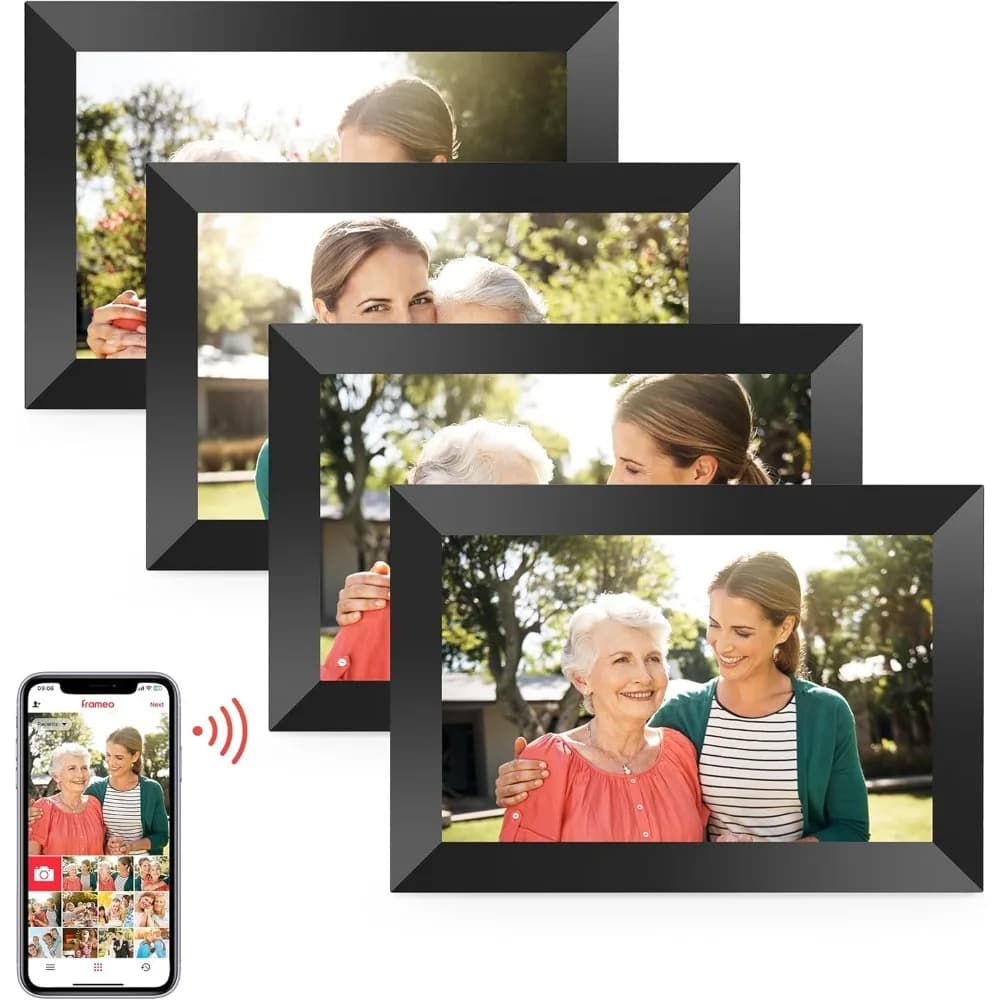 Cornice digitale, cornice digitale Frameo da 10,1" WiFi con memoria da 32 GB, touch screen IPS 1280x800, invia foto/videos