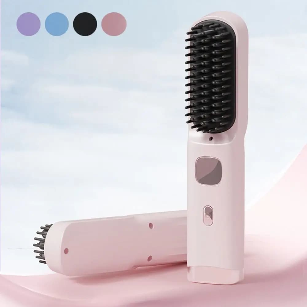 Wireless portable hair plate 140-200C ° Straight hair comb C Combs for smooth with rechargeable LCD display