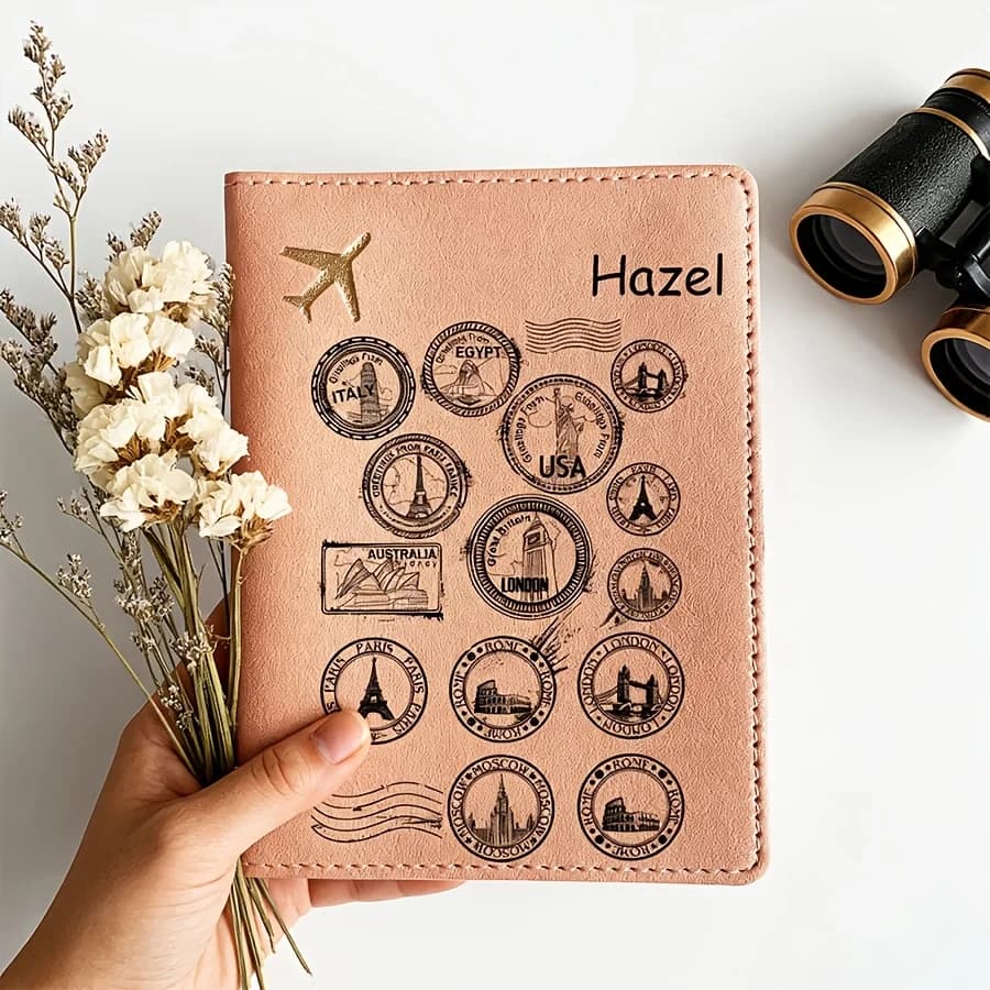Personalized Passport Holder with Customizable Name Text - Fashionable Foldable Travel Accessory, Lightweight and Durable