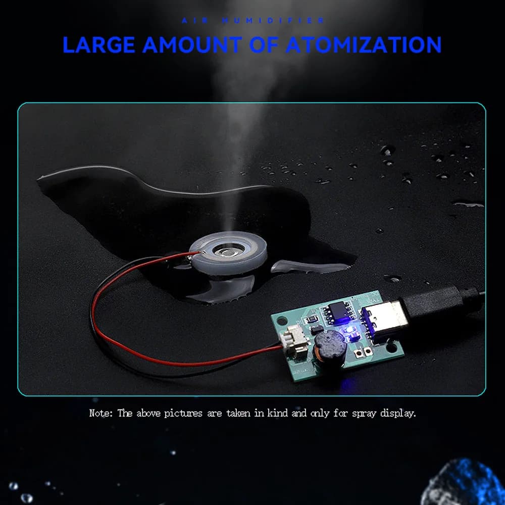 DC 5V 1.5-2W Umidificatore a spruzzo singolo Modulo di atomizzazione Alimentato Spray Aria Pianta Umidificatore Atomizzazione Scheda driver Tipo-C
