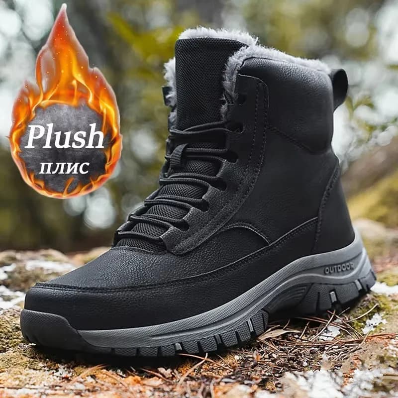 NeW Men Winter Snow Boots for Waterproof Leather Sneakers Super Warm Men's Boots Outdoor Male Hiking Boots Work Shoes Size 39-48